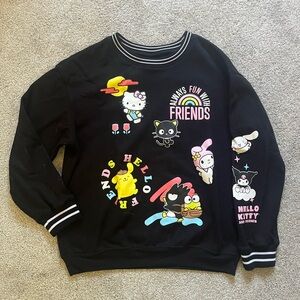 Hello Kitty Black Crewneck Sweater with Colorful Graphics